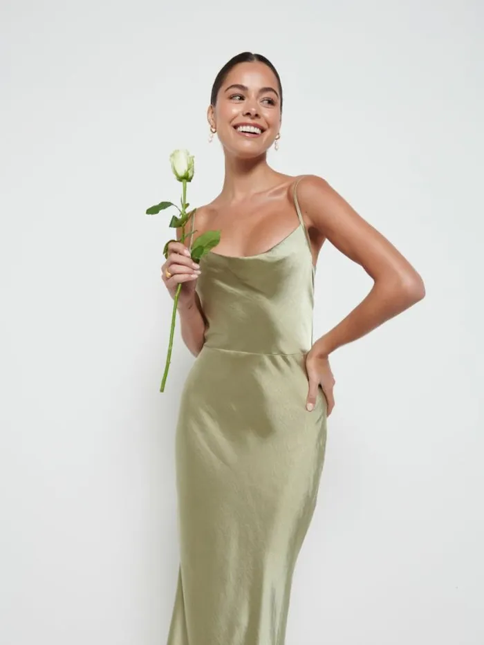 Pretty Lavish Satin Bridesmaid Dresses Keisha Maxi Bridesmaid Dress Olive 8211 Women