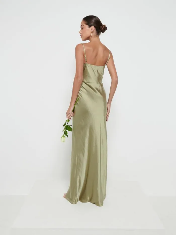 Pretty Lavish Satin Bridesmaid Dresses Keisha Maxi Bridesmaid Dress Olive 8211 Women