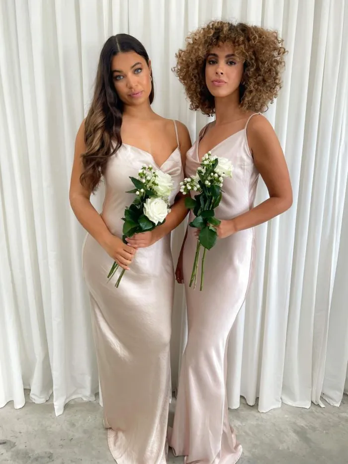 Pretty Lavish Satin Bridesmaid Dresses Keisha Maxi Dress Blush 8211 Women