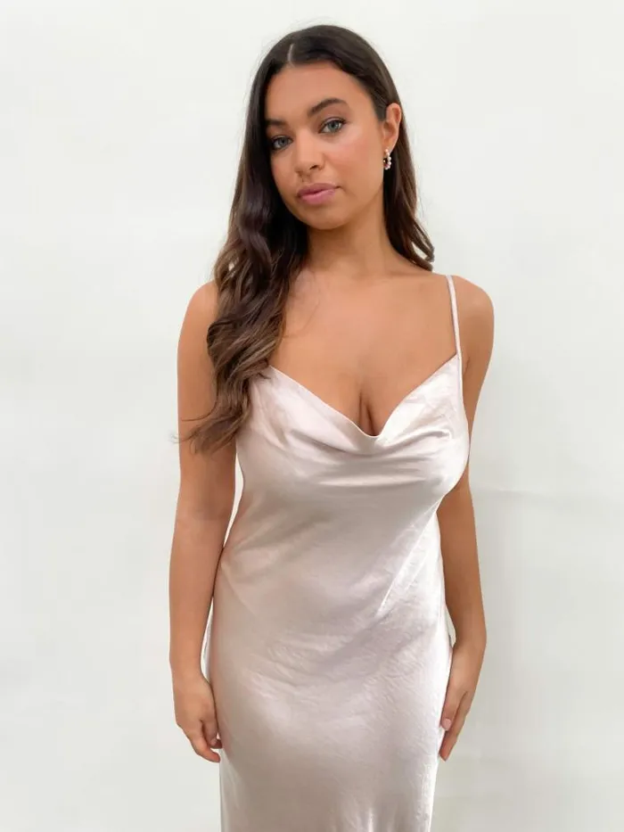Pretty Lavish Satin Bridesmaid Dresses Keisha Maxi Dress Blush 8211 Women