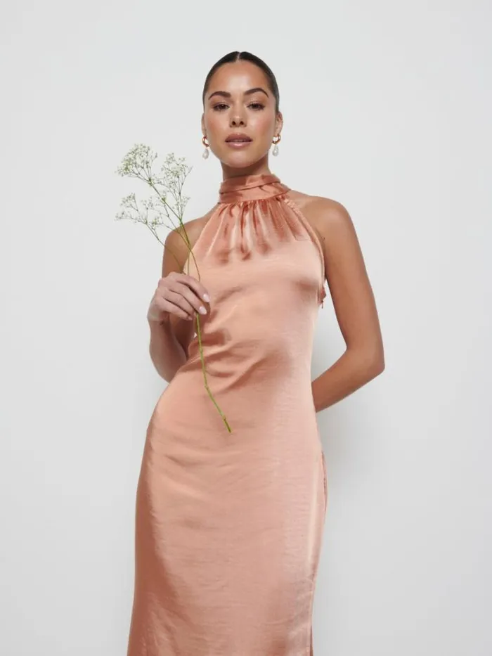Pretty Lavish Satin Bridesmaid Dresses Odelle Maxi Bridesmaid Dress Matte Cinnamon 8211 Women
