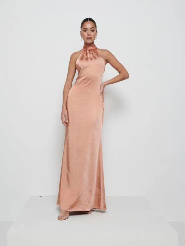 Pretty Lavish Satin Bridesmaid Dresses Odelle Maxi Bridesmaid Dress Matte Cinnamon 8211 Women