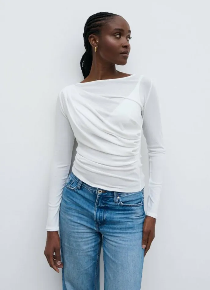 Pretty Lavish Tops Aubrie SemiSheer Jersey Top White 8211 Women