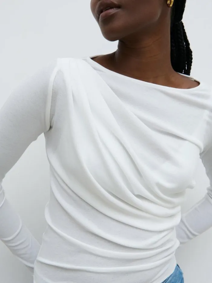 Pretty Lavish Tops Aubrie SemiSheer Jersey Top White 8211 Women