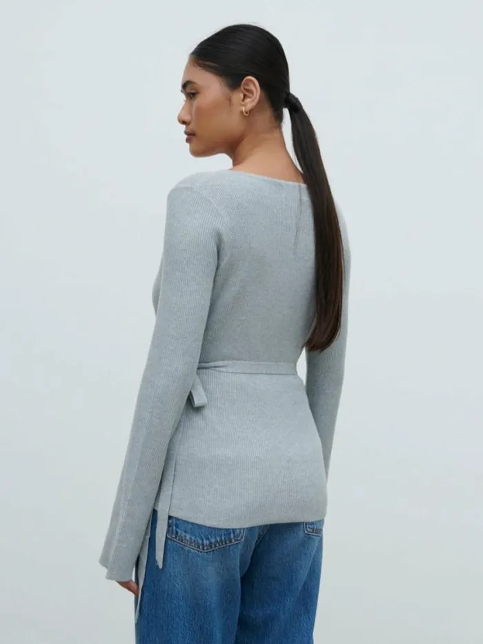 Pretty Lavish Tops Bettie Wrap Knit Cardigan Grey 8211 Women