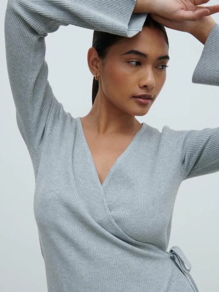 Pretty Lavish Tops Bettie Wrap Knit Cardigan Grey 8211 Women