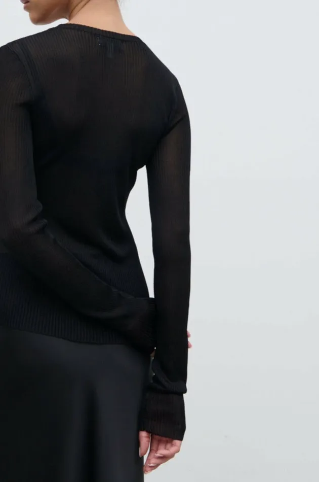 Pretty Lavish Tops Essie Sheer Knit Top Black 8211 Women