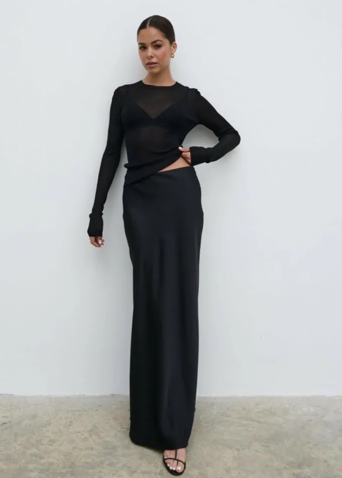 Pretty Lavish Tops Essie Sheer Knit Top Black 8211 Women
