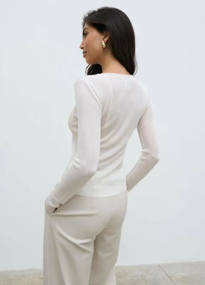 Pretty Lavish Tops Essie Sheer Knit Top Cream 8211 Women