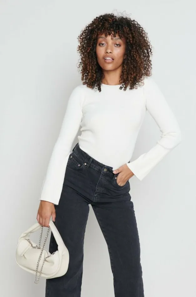 Pretty Lavish Tops Jayla Long Sleeve Knit Top Cream 8211 Women