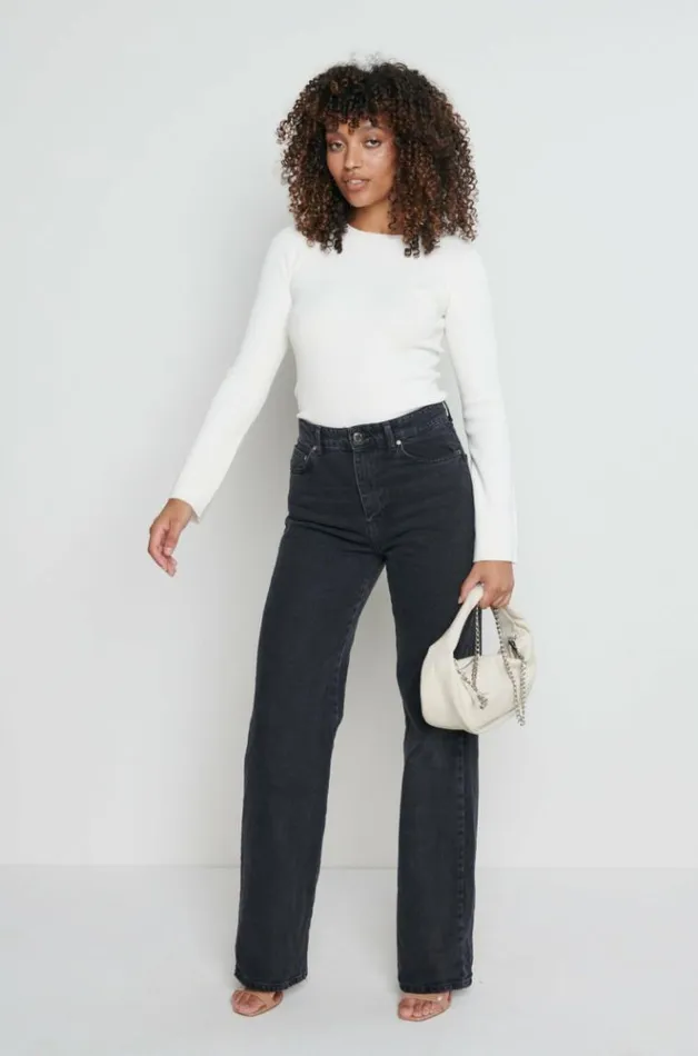 Pretty Lavish Tops Jayla Long Sleeve Knit Top Cream 8211 Women