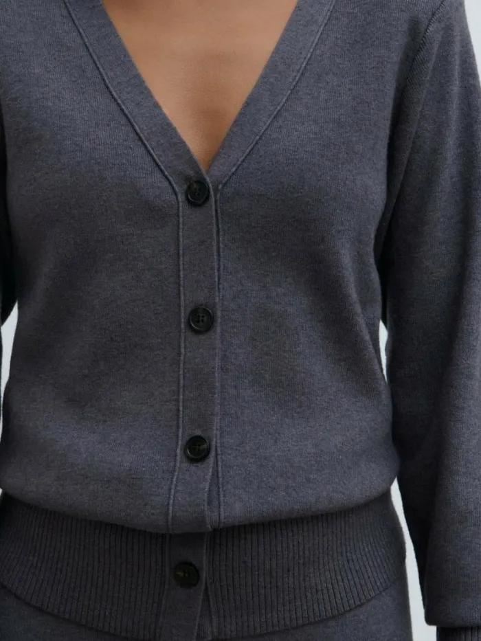 Pretty Lavish Tops Justine Rib Knit Cardigan Grey 8211 Women