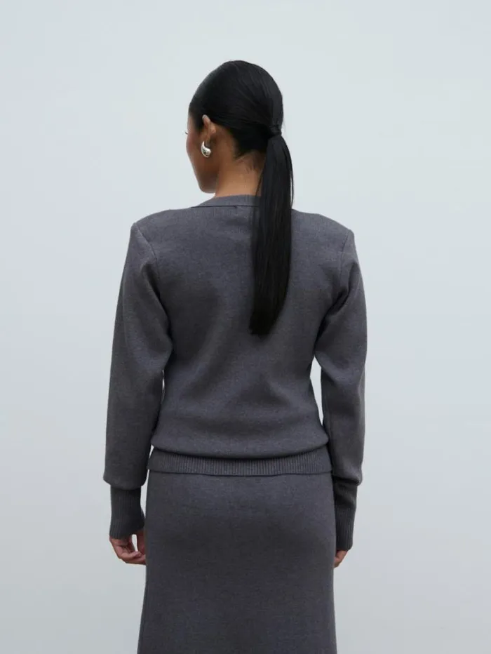 Pretty Lavish Tops Justine Rib Knit Cardigan Grey 8211 Women