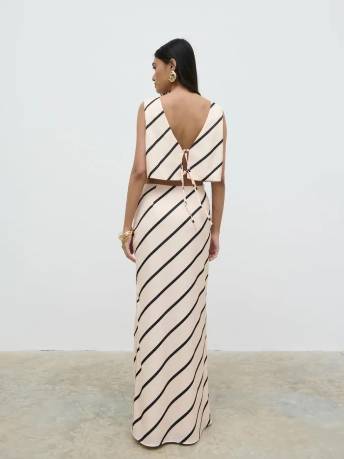 Pretty Lavish Tops Zuri Tied Striped Top Asymmetric Stripe 8211 Women