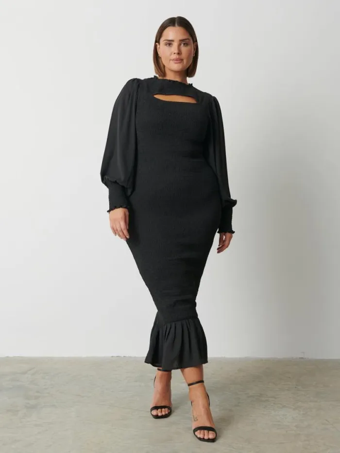 Pretty Lavish Wedding Guest Elise Cut Out Shirred Midaxi Dress Curve Black 8211 Women Pretty Lavish Wedding Guest Elise Cut Out Shirred Midaxi Dress Curve Black 8211 Women
