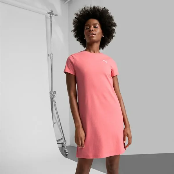 Puma Dresses and Skirts ESS ELEVATED Bodycon Rib Dress Peach Frost 8211 Women