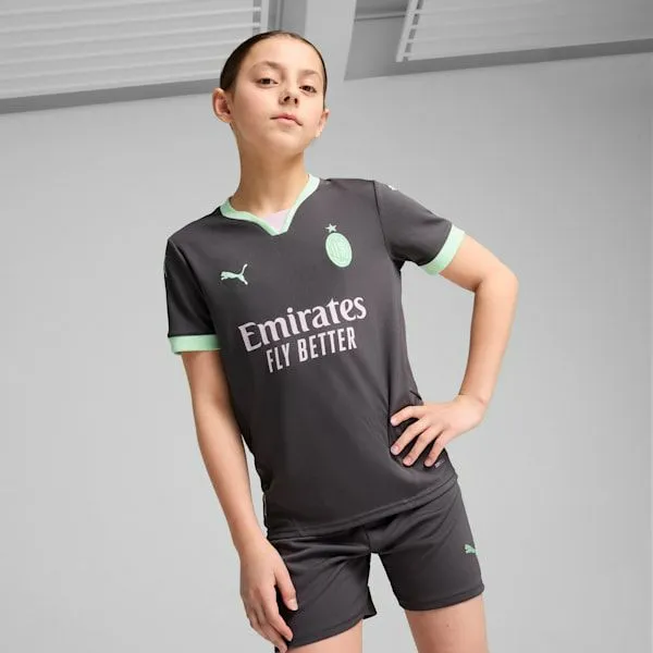 Puma Kids AC Milan 2425 Replica Third Big 039 Soccer Jersey Shadow Grayfresh Mint 8211 Kids Puma Kids AC Milan 2425 Replica Third Big 039 Soccer Jersey Shadow Grayfresh Mint 8211 Kids