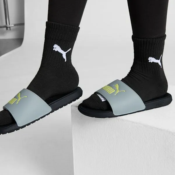 Puma Kids Cool Cat 20 Big 039 Slides Cool Mid Graylime Sheenpuma Black 8211 Kids