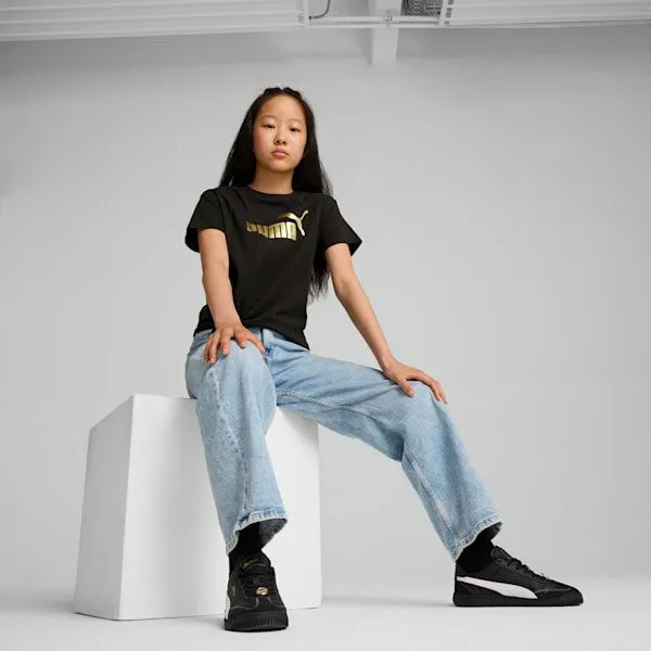 Puma Kids Essentials Logo Big 039 Knotted Tee Puma Blackgold 8211 Kids