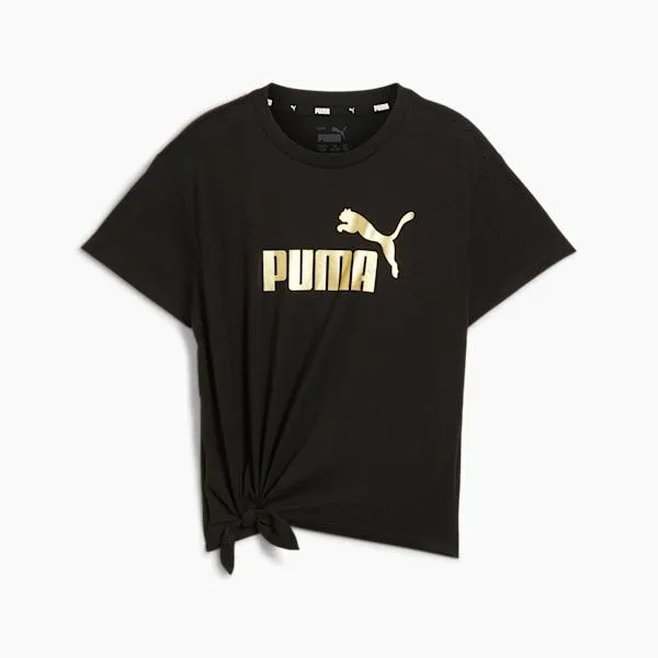 Puma Kids Essentials Logo Big 039 Knotted Tee Puma Blackgold 8211 Kids