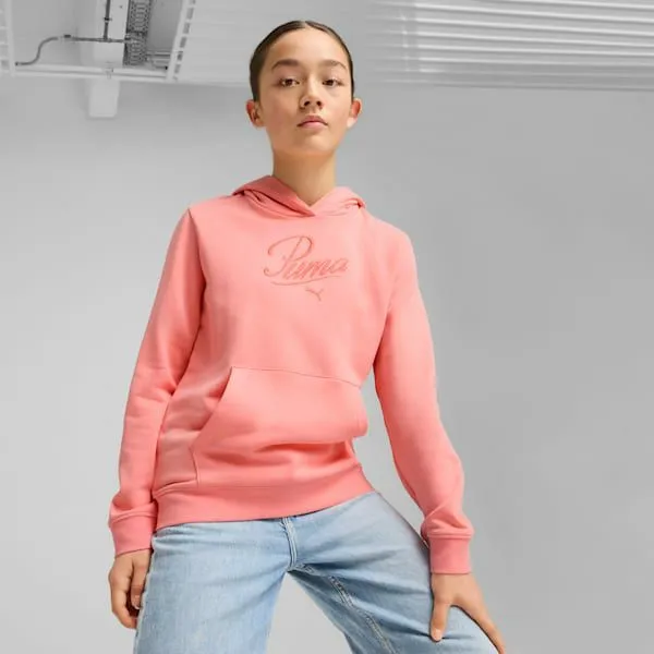 Puma Kids Essentials Script Big 039 Hoodie Pink Fruit 8211 Kids