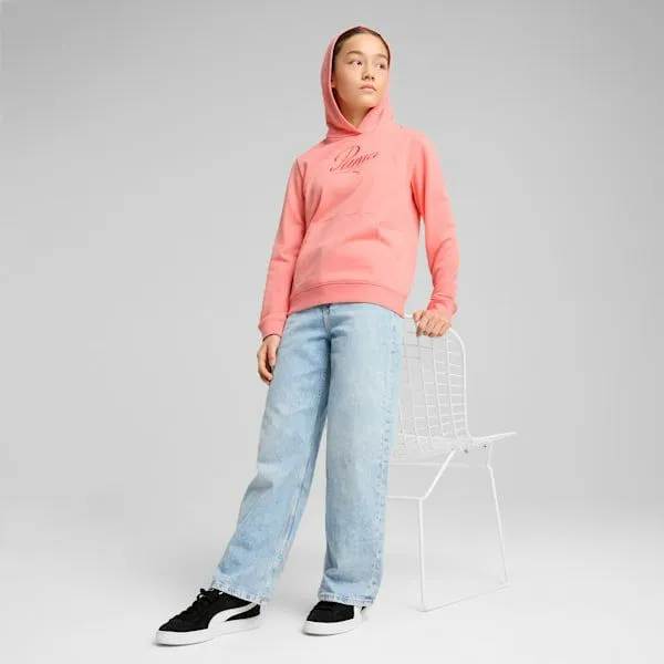 Puma Kids Essentials Script Big 039 Hoodie Pink Fruit 8211 Kids