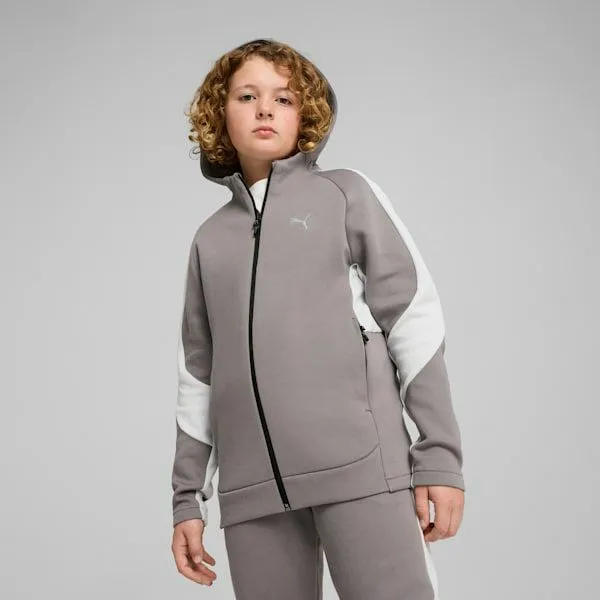 Puma Kids EVOSTRIPE Big 039 FullZip Hoodie Cast Iron 8211 Kids