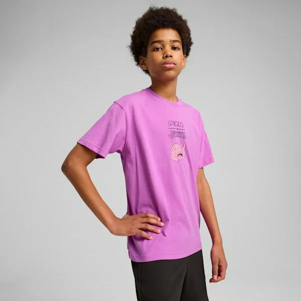 Puma Kids PUMA HOOPS X TMNT Big 039 Relaxed Graphic Tee Wild Berry 8211 Kids