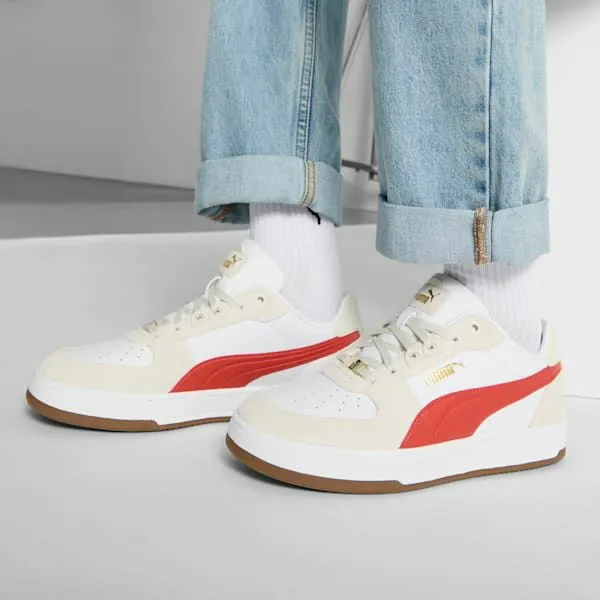 Puma Lifestyle Caven 20 Lux Suede 039s Sneakers Vapor Grayred Firepuma White 8211 Men Puma Lifestyle Caven 20 Lux Suede 039s Sneakers Vapor Grayred Firepuma White 8211 Men