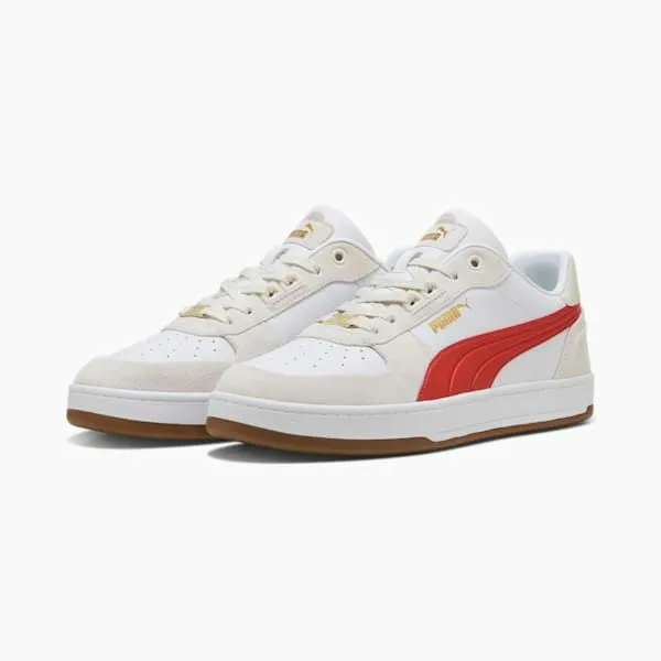 Puma Lifestyle Caven 20 Lux Suede 039s Sneakers Vapor Grayred Firepuma White 8211 Men Puma Lifestyle Caven 20 Lux Suede 039s Sneakers Vapor Grayred Firepuma White 8211 Men