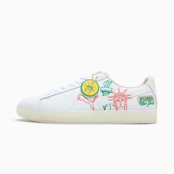 Puma Lifestyle Clyde EMBD NYC Flagship Sneakers Puma Whitealpine Snowsunny Yellow 8211 Women Puma Lifestyle Clyde EMBD NYC Flagship Sneakers Puma Whitealpine Snowsunny Yellow 8211 Women