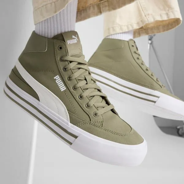 Puma Lifestyle Court Classic Vulcanized Formstrip 039s Mid Top Sneakers Velvet Mosspuma White 8211 Men Puma Lifestyle Court Classic Vulcanized Formstrip 039s Mid Top Sneakers Velvet Mosspuma White 8211 Men