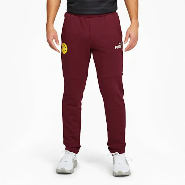 Puma Pants BVB FtblCULTURE 039s Track Pants Burgundycyber Yellow 8211 Men