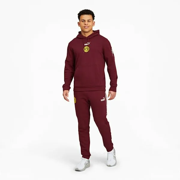 Puma Pants BVB FtblCULTURE 039s Track Pants Burgundycyber Yellow 8211 Men