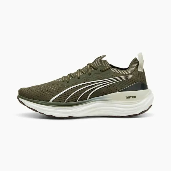 Puma Running ForeverRun NITRO Knit 039s Road Running Shoes Dark Olivepuma White 8211 Men Puma Running ForeverRun NITRO Knit 039s Road Running Shoes Dark Olivepuma White 8211 Men