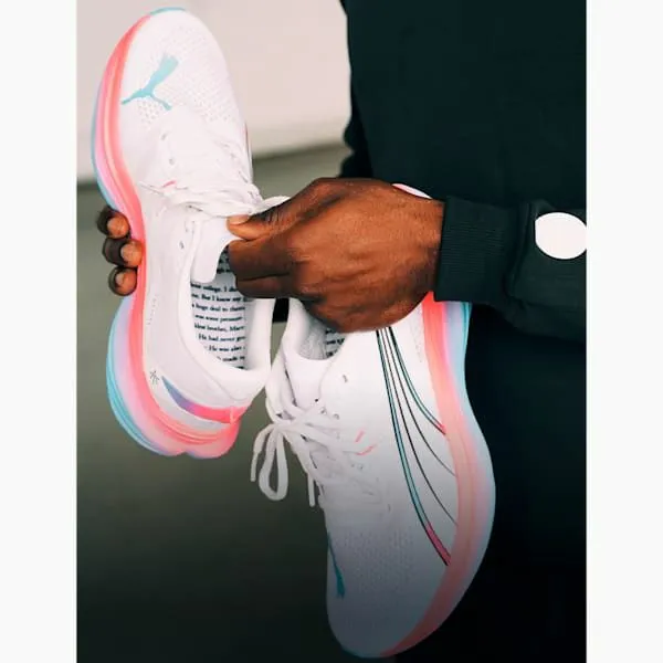 Puma Running PUMA X ALEX TOUSSAINT Deviate NITRO 3 039s Road Running Shoes Puma Whiteteam Light Bluepuma Silver 8211 Women