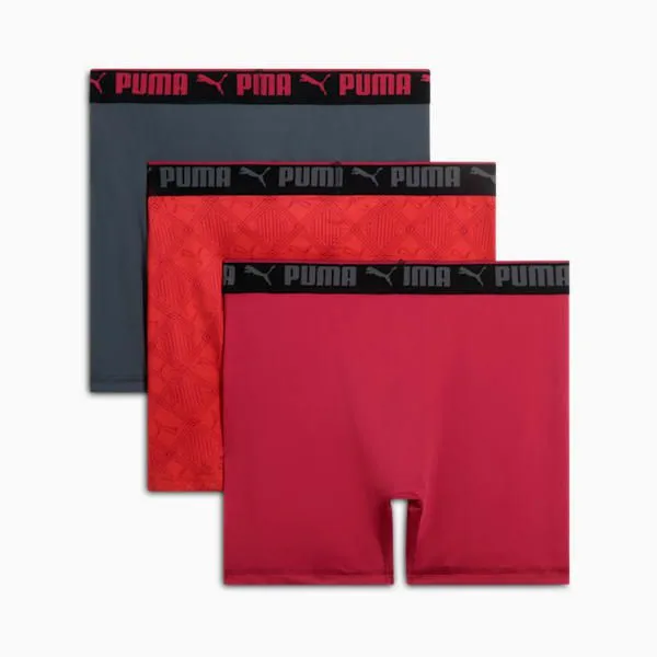 Puma Socks and Underwear PUMA 039s Boxer Briefs 3 Pack Red Grey 8211 Men