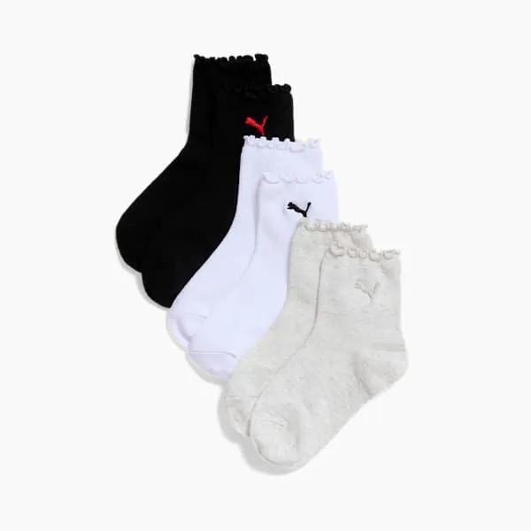 Puma Socks PUMA 039s NonTerry QuarterLength Crew Socks 3 Pairs Light Pastel Grey 8211 Women