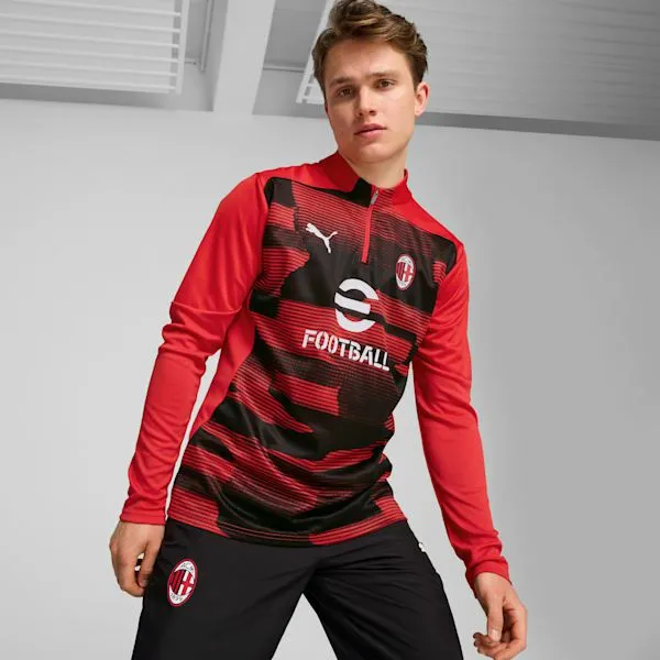 Puma TShirts and Tops AC Milan PreMatch 039s Soccer QuarterZip Pullover For All Time Redpuma Black 8211 Men Puma TShirts and Tops AC Milan PreMatch 039s Soccer QuarterZip Pullover For All Time Redpuma Black 8211 Men