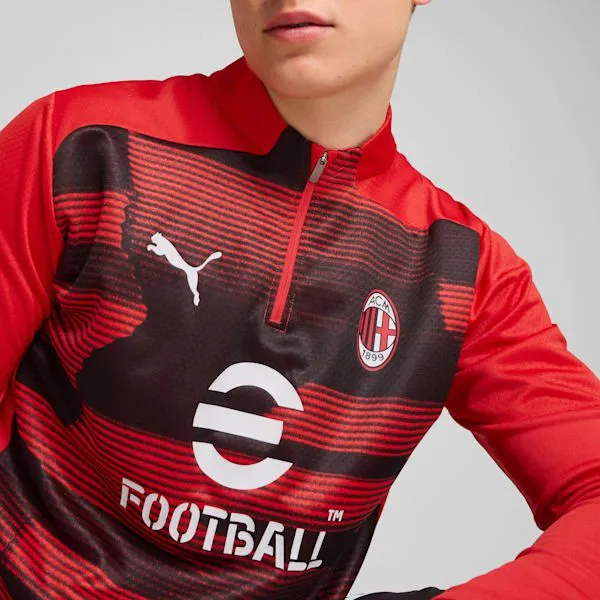 Puma TShirts and Tops AC Milan PreMatch 039s Soccer QuarterZip Pullover For All Time Redpuma Black 8211 Men