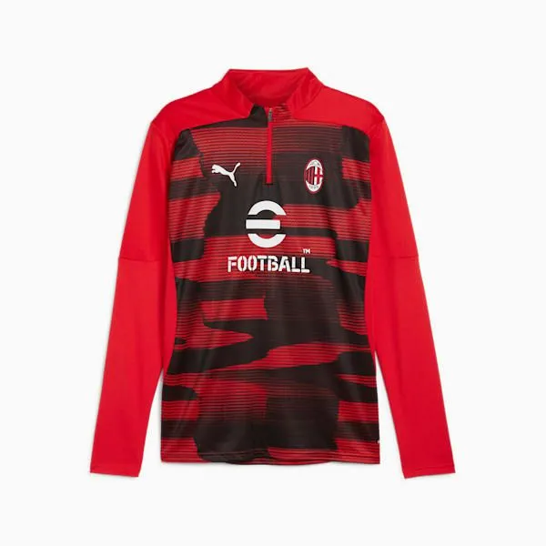 Puma TShirts and Tops AC Milan PreMatch 039s Soccer QuarterZip Pullover For All Time Redpuma Black 8211 Men