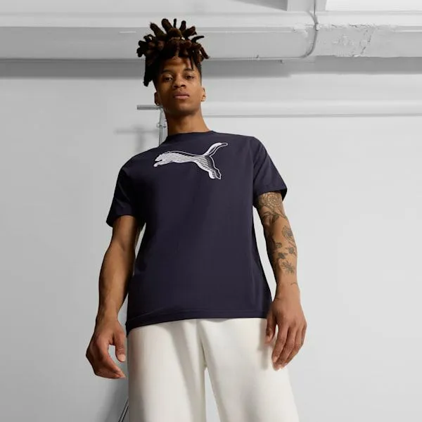 Puma TShirts and Tops GRAPHICS PUMA Logo 039s Tee New Navy 8211 Men