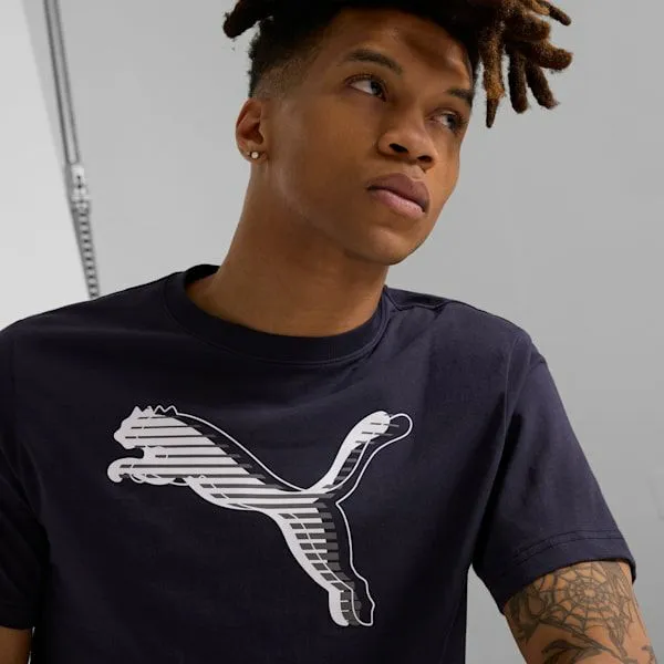 Puma TShirts and Tops GRAPHICS PUMA Logo 039s Tee New Navy 8211 Men