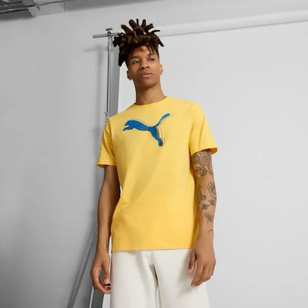Puma TShirts and Tops GRAPHICS PUMA Logo 039s Tee Sunny Yellow 8211 Men