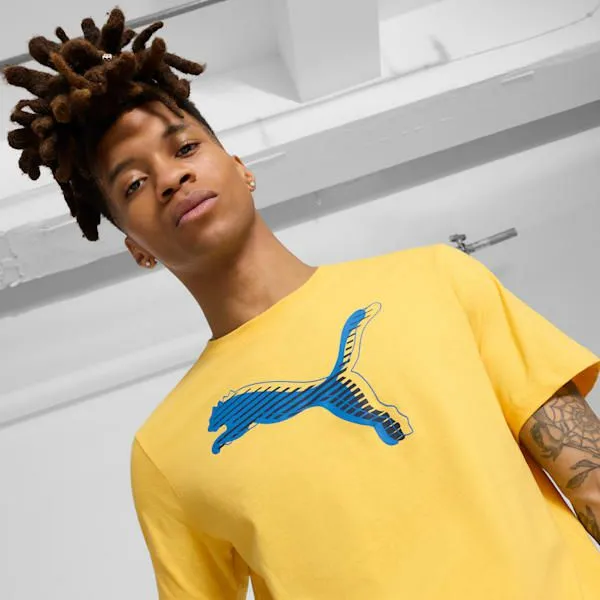 Puma TShirts and Tops GRAPHICS PUMA Logo 039s Tee Sunny Yellow 8211 Men