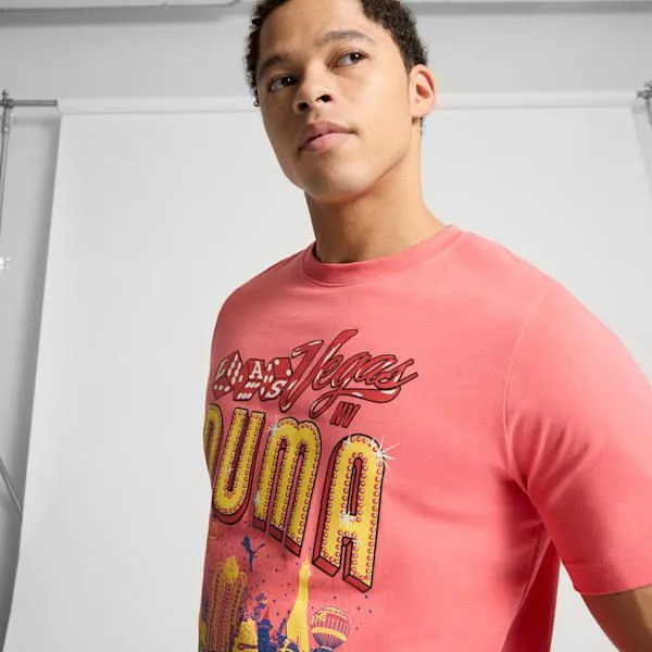 Puma TShirts and Tops Las Vegas Billboards 039s Graphic Tee Peach Frost 8211 Men Puma TShirts and Tops Las Vegas Billboards 039s Graphic Tee Peach Frost 8211 Men