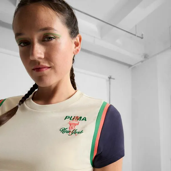 Puma TShirts and Tops Wardrobe Essentials Bright Lights NYC Flagship 039s Baby Tee Alpine Snow 8211 Women Puma TShirts and Tops Wardrobe Essentials Bright Lights NYC Flagship 039s Baby Tee Alpine Snow 8211 Women
