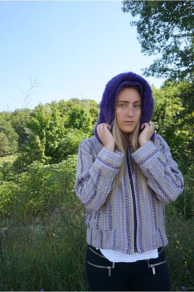 Purple Passion Faux Fur Bomber Jacket Purple Passion Faux Fur Bomber Jacket