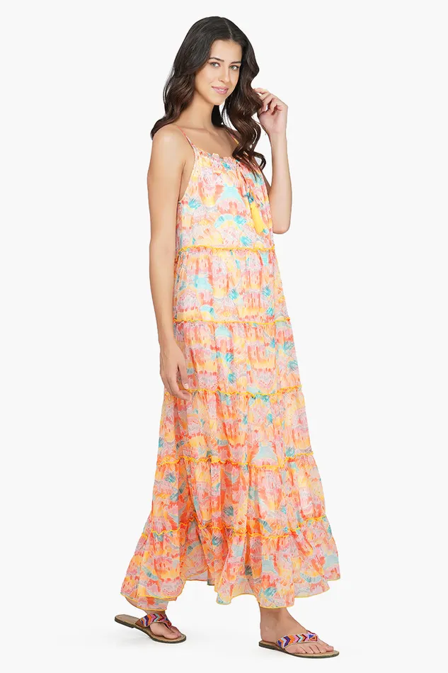 Rain Stroke Tiered maxi Dress Rain Stroke Tiered maxi Dress