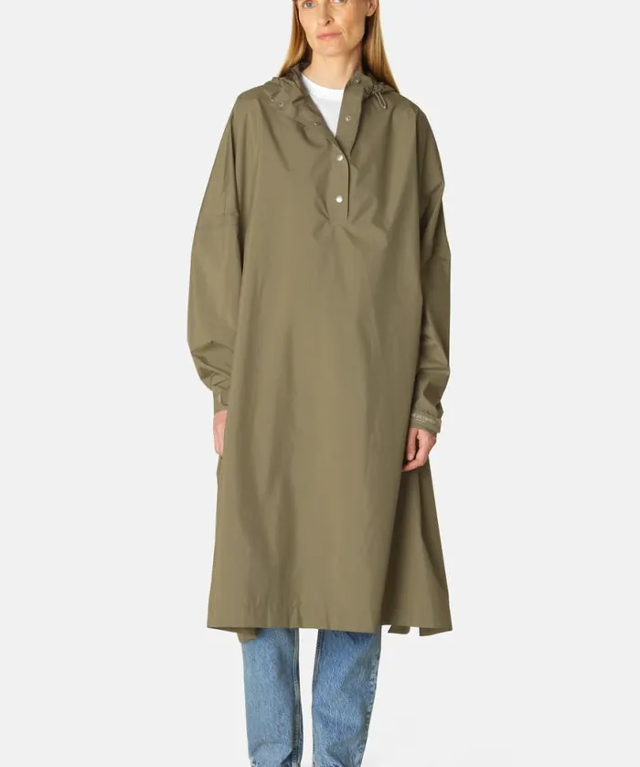 RainwearClothing Ilse Jacobsen Knitwear Poncho W Sleeves 8211 Covert Green